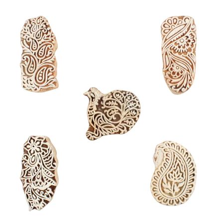 Set of 5 Piece New Mix Wooden Printing Blocks